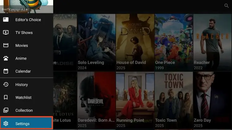 Enable unknown sources on Firestick to install BeeTV APK