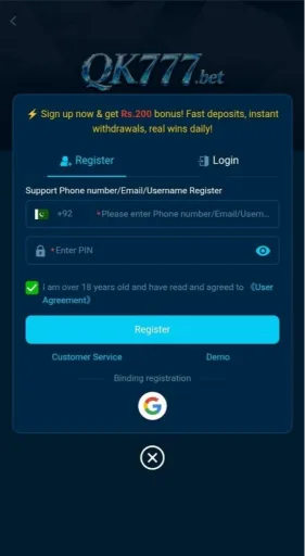How to Register on the QK777 Game