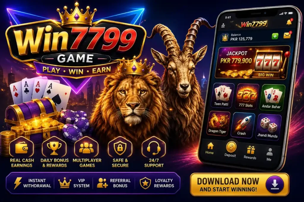 Win7799 Game APK download in Pakistan with bonus rewards, casino games, mobile earning features and real money gameplay